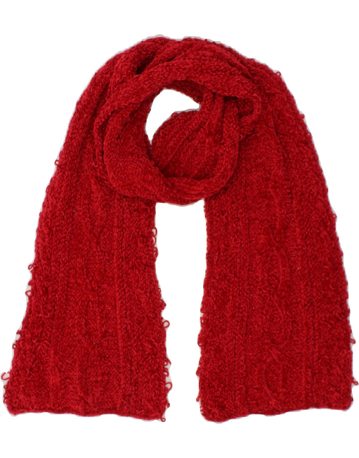 DENTS Womens Knit Rectangle Scarf One Size Red Rayon Vintage Dents and Second-Hand Dents from Messina Hembry 