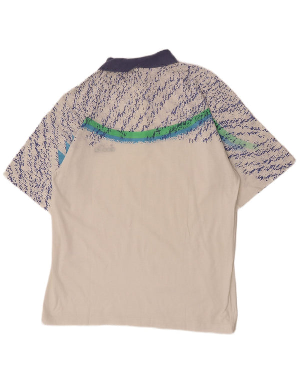 Polo Diadora Uomo Manica Corta con Fantasia Astratta IT 52 Large Bianca