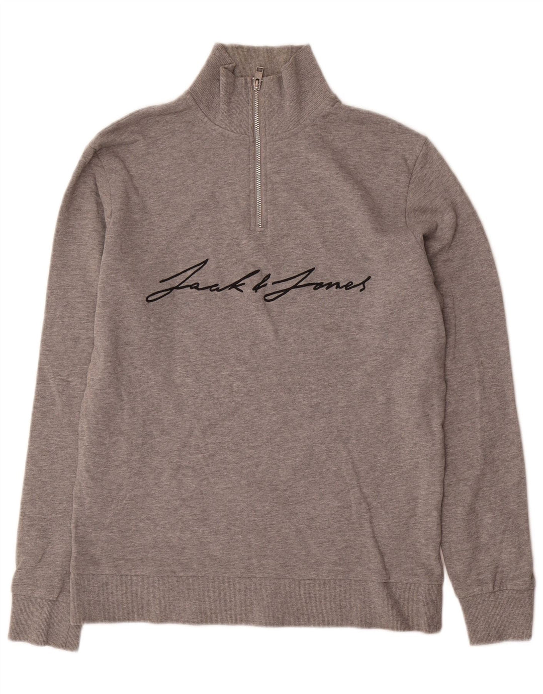 Jack & Jones Felpa con collo con zip grafica da uomo Maglione grande grigio screziato