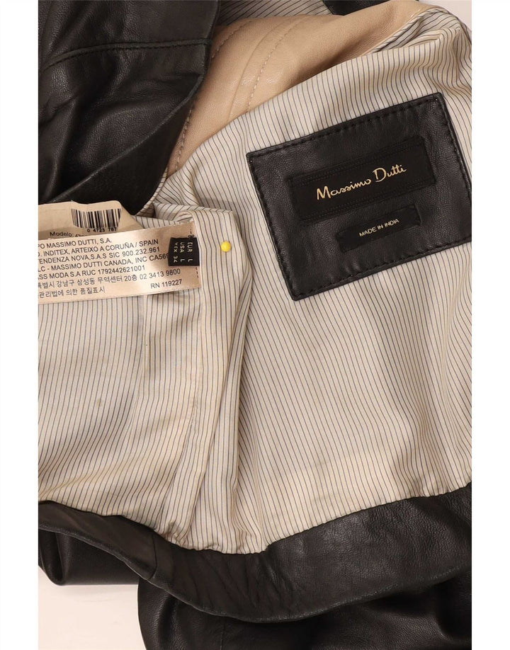 Giacca in pelle da donna Massimo Dutti UK 14 Large in pelle nera