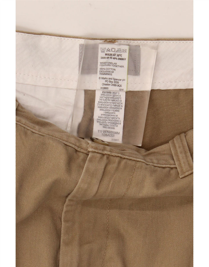 MARKS & SPENCER Pantaloncini chino da uomo W32 cotone marrone medio