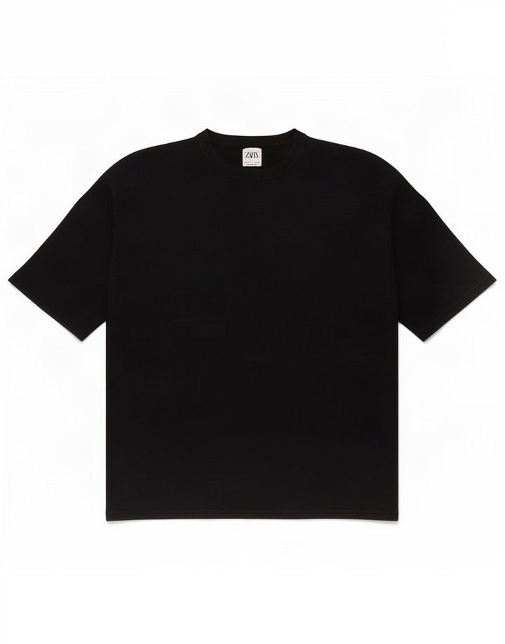 T-shirt Zara da uomo Top grande in cotone nero