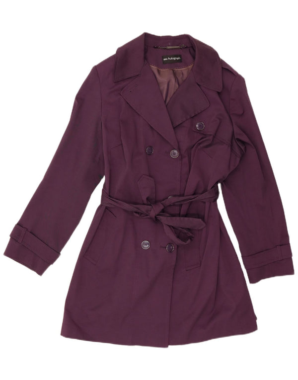 Trench autografato da donna Marks & Spencer UK 18 XL poliestere viola