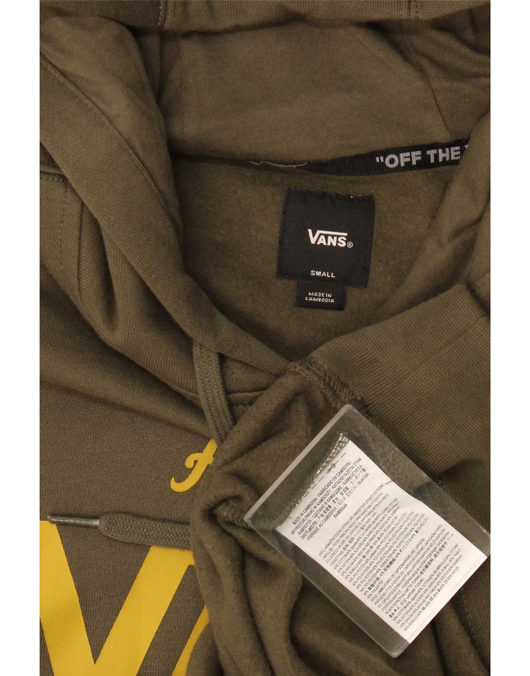 Felpa con cappuccio grafica da uomo Vans Small in cotone kaki