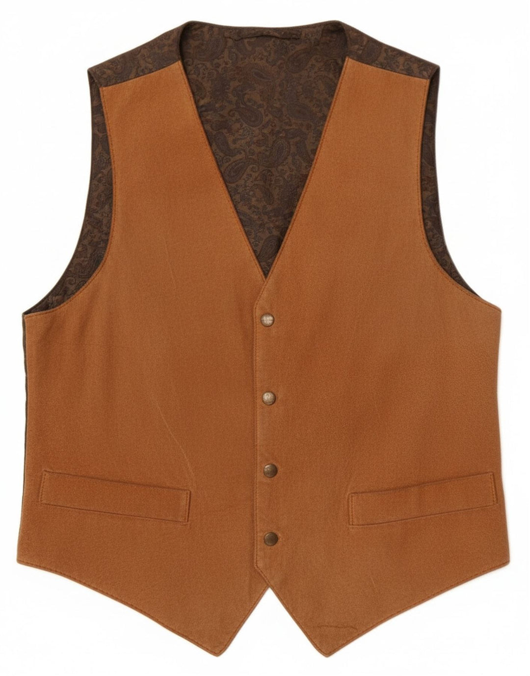 Gilet vintage da uomo in pelle scamosciata piccolo in pelle marrone