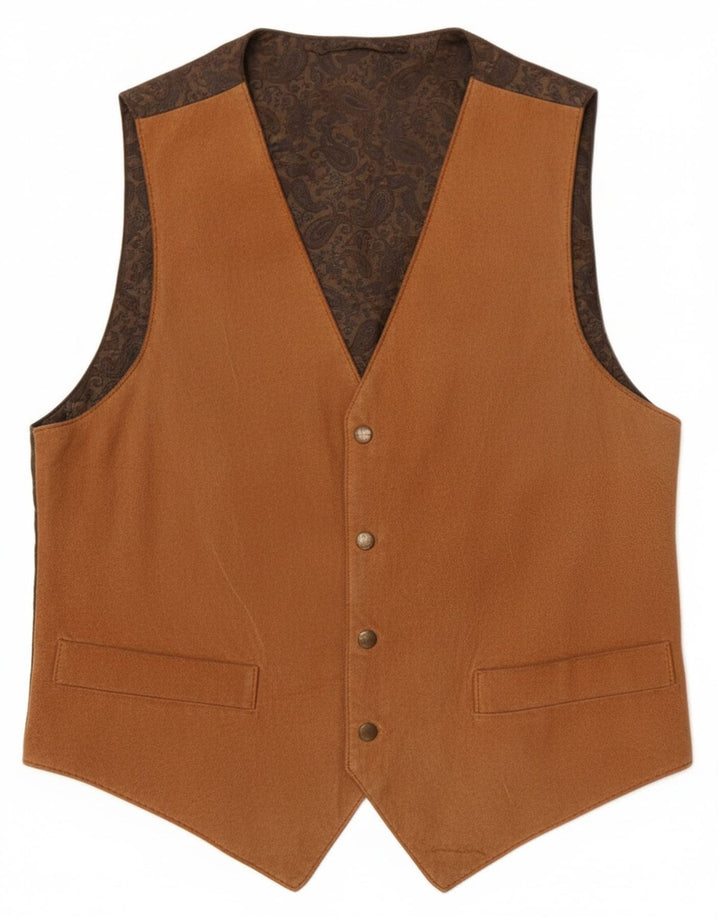 Gilet vintage da uomo in pelle scamosciata piccolo in pelle marrone