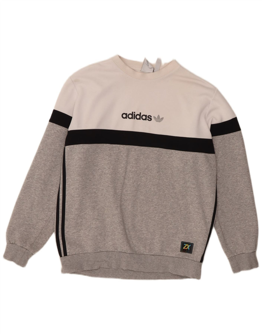 Felpa grafica da uomo Adidas Felpa grande in cotone color block grigio