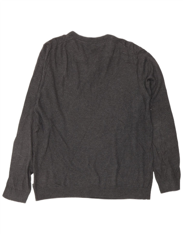 TED BAKER Maglione da uomo con scollo a V taglia 4 grande in cotone grigio