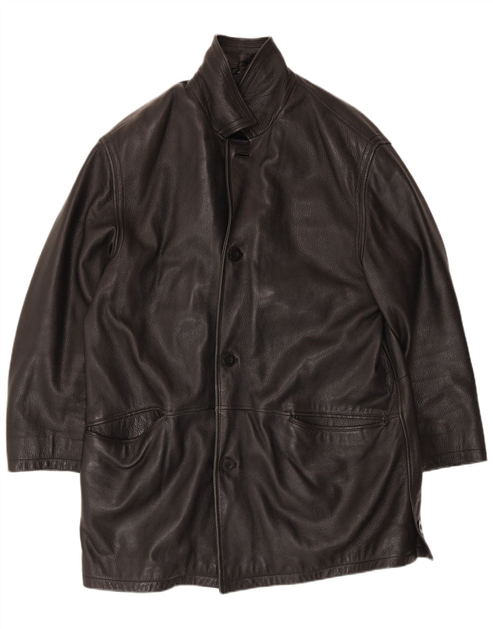 Giacca in pelle vintage da uomo vestibilità regolare UK 40 grande nera