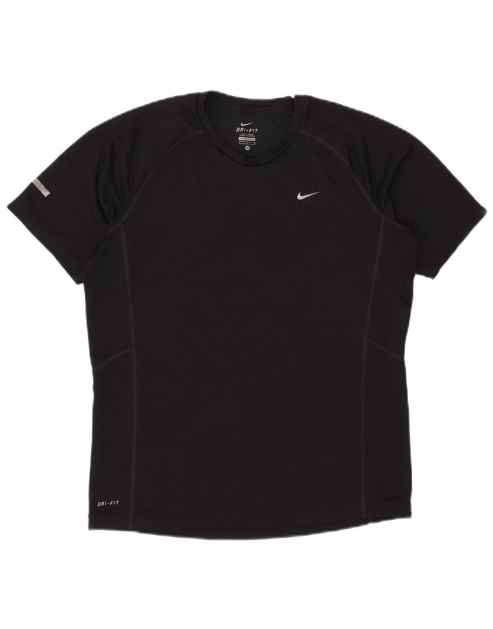 T-shirt Nike da uomo Dri Fit, top in poliestere nero medio