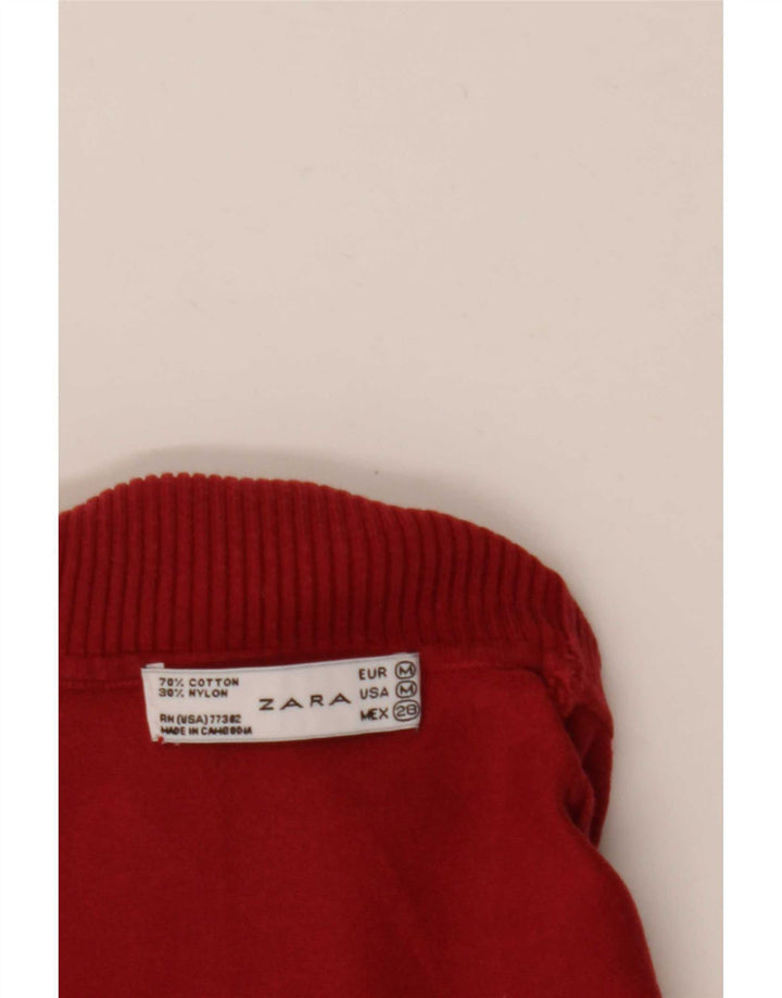 Maglione maglione collo alto da donna Zara UK 12 cotone rosso medio