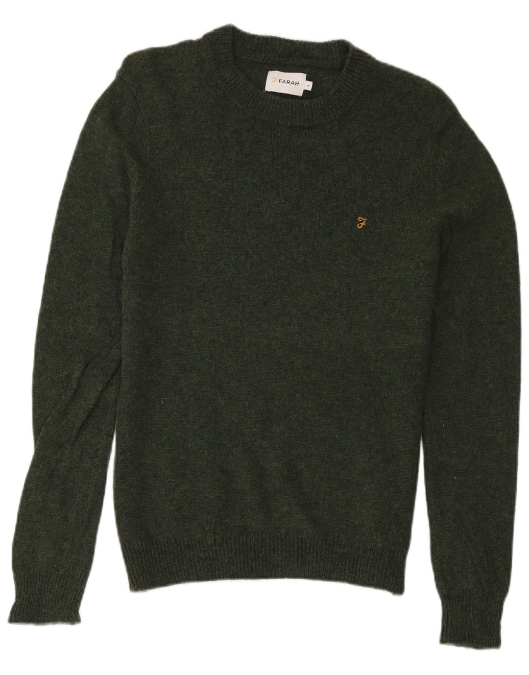 Maglione girocollo da uomo Farah in lana d'agnello verde medio
