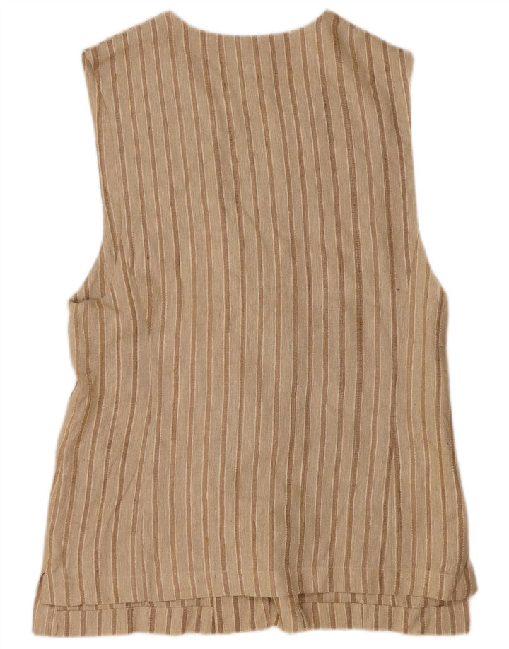 Gilet da donna a 5 bottoni Renato Nucci EU 38 Seta a righe beige medio