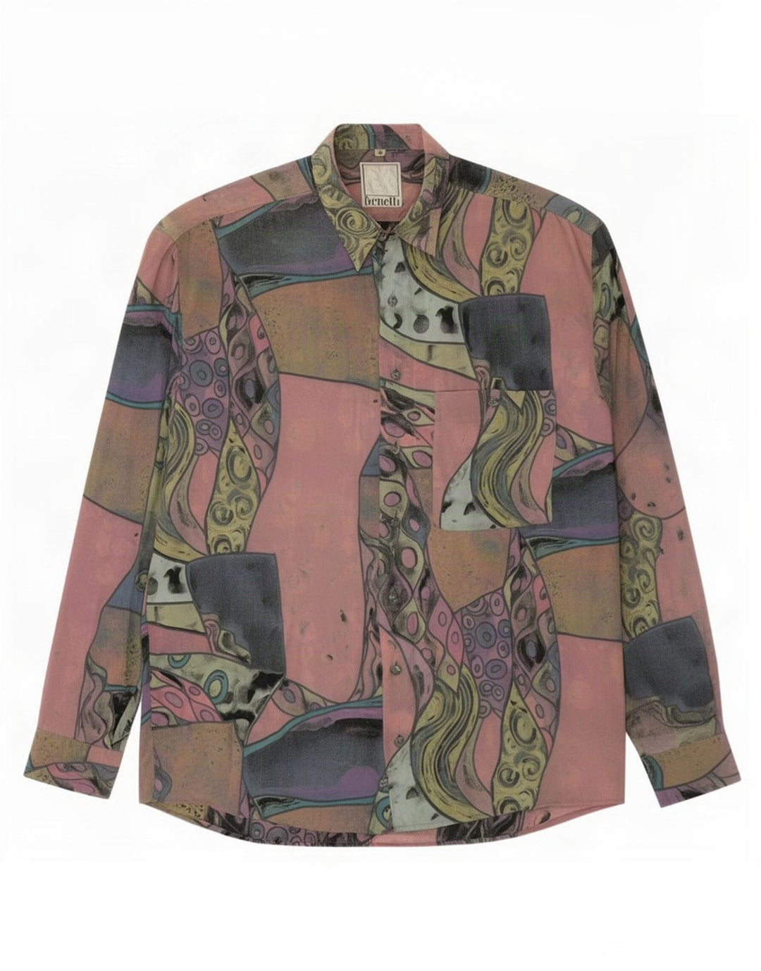 Camicia da uomo con motivo astratto Benetti taglia 39 media multicolore