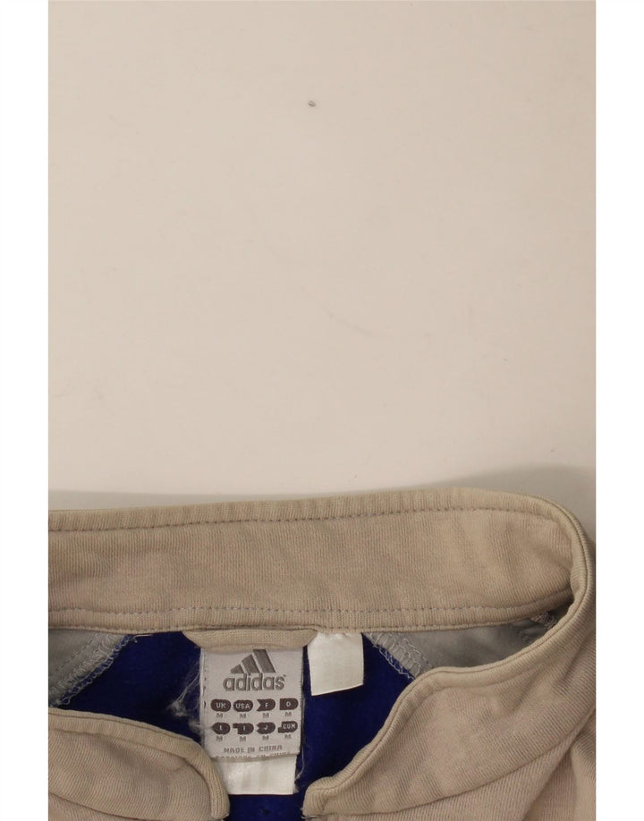 Maglione in pile Adidas da uomo con collo grafico e zip color grigio medio