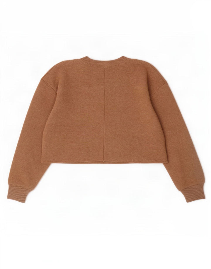Felpa corta da donna Zara UK 14 Poliestere beige medio