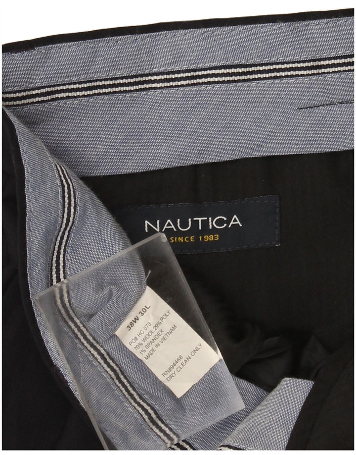 Pantaloni da abito da uomo con pegging NAUTICA W38 L30 lana nera