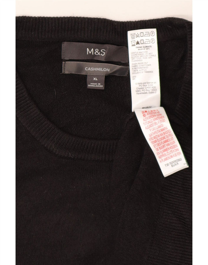 MARKS & SPENCER Maglione girocollo da uomo XL in acrilico nero