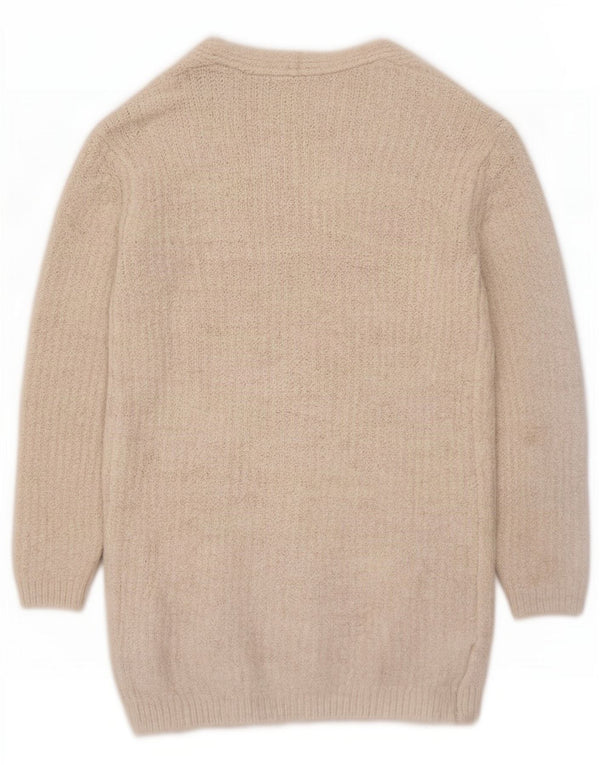 Maglione cardigan aperto lungo da donna Marks & Spencer UK 10 piccolo Beige