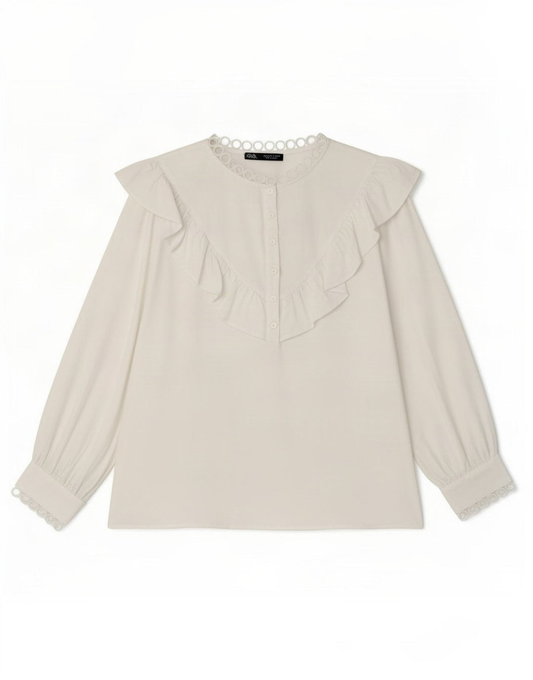 Top Zara da donna con maniche a 3/4, taglia UK 16, grande, poliestere bianco