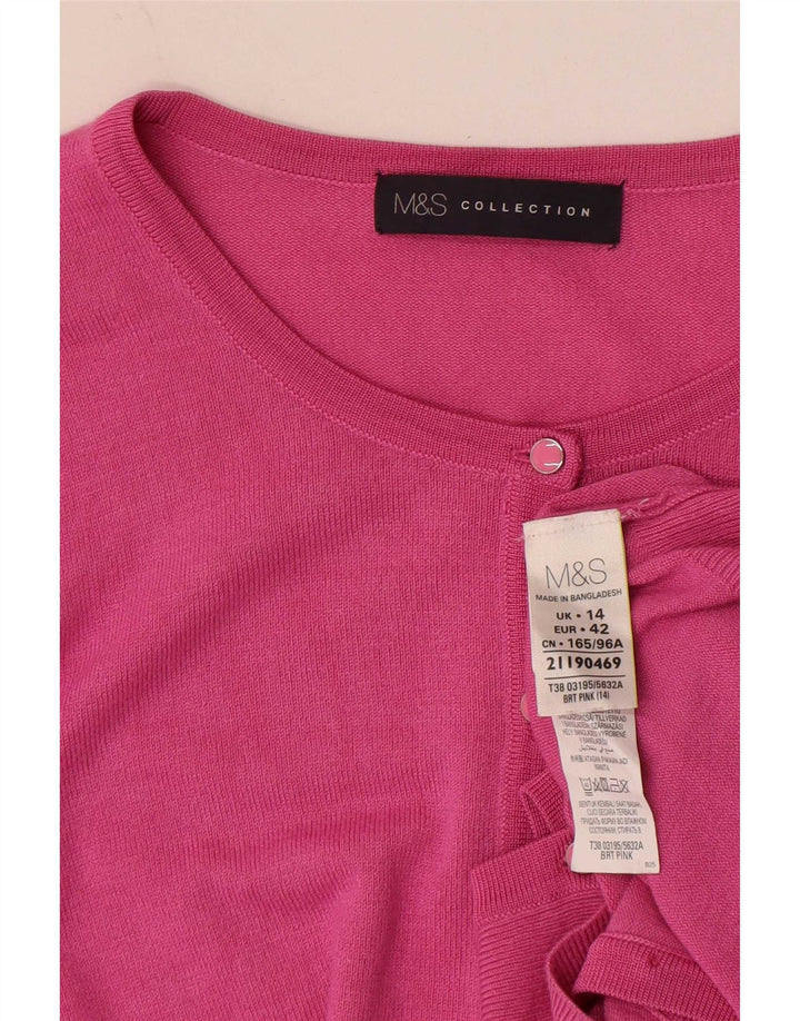 Maglione cardigan da donna Marks & Spencer UK 14 Viscosa rosa medio