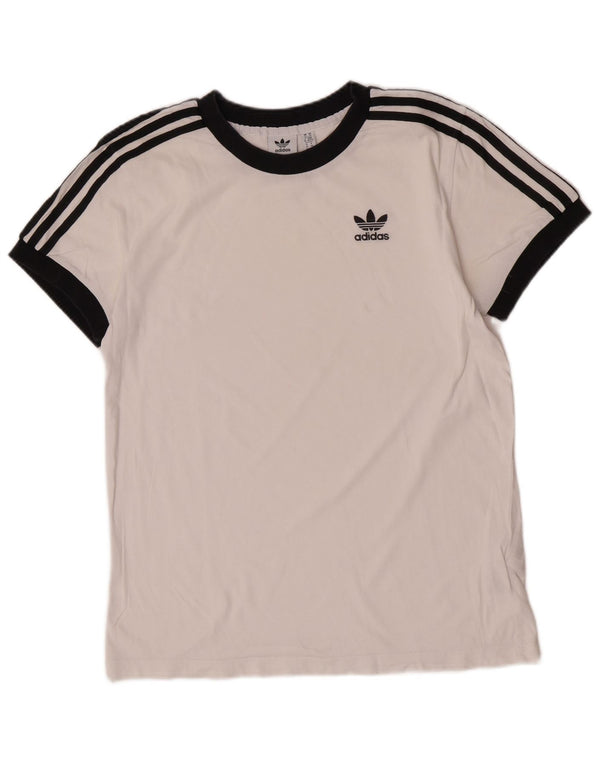 T-shirt grafica Adidas da donna a maniche corte UK 6 XS White Colourblock