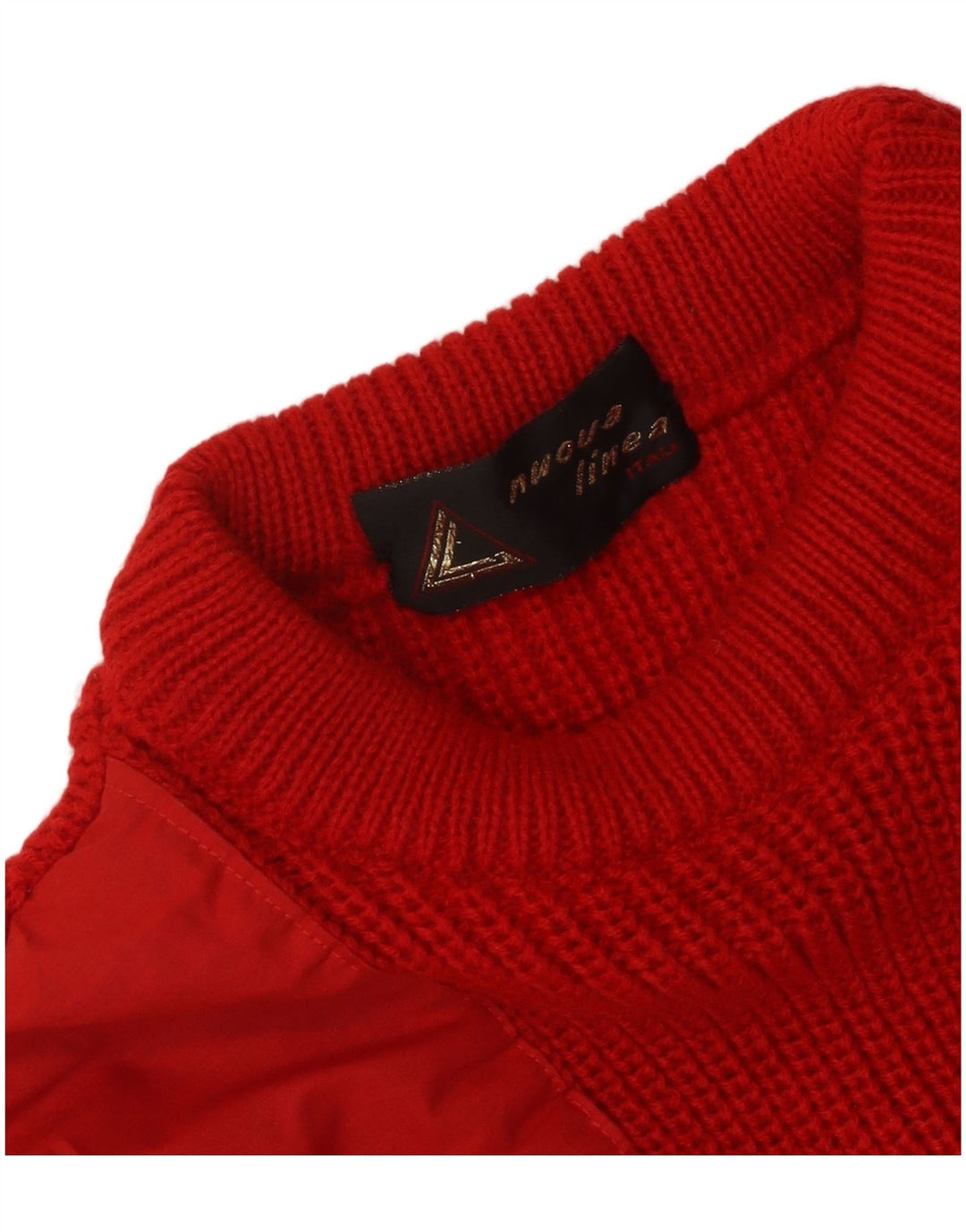 Maglione girocollo da uomo vintage color block rosso medio