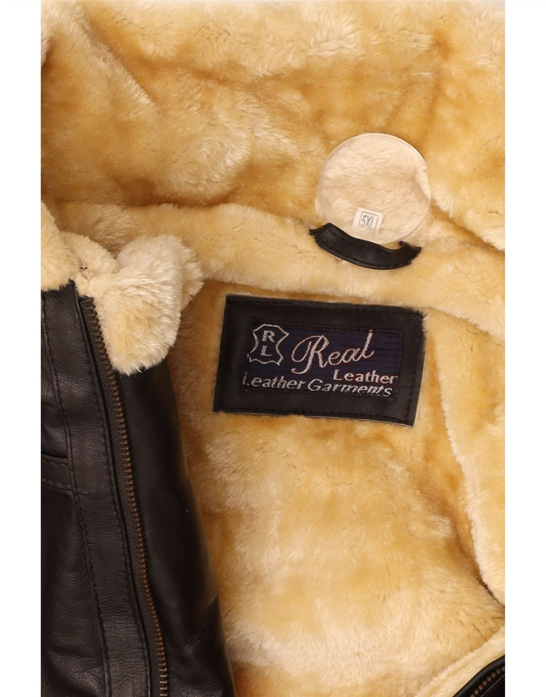 Giacca in shearling da uomo VINTAGE UK 50 5XL in pelle marrone