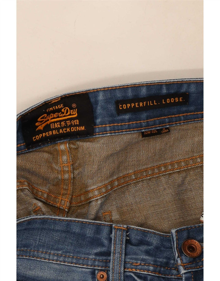 Jeans larghi da uomo Superdry Copperfill Distressed W32 L32 in cotone blu