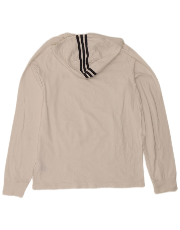 Adidas Maglia da uomo con cappuccio a maniche lunghe grande in cotone bianco