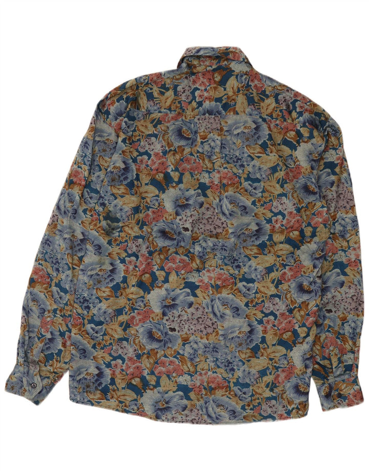 Camicia vintage da uomo ampia in viscosa floreale multicolore