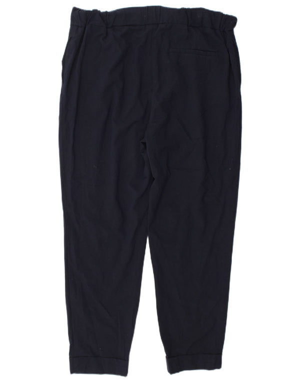 Marks & Spencer Womens Tapered Chino Trousers UK 16 Large W34 L27 Navy Blue