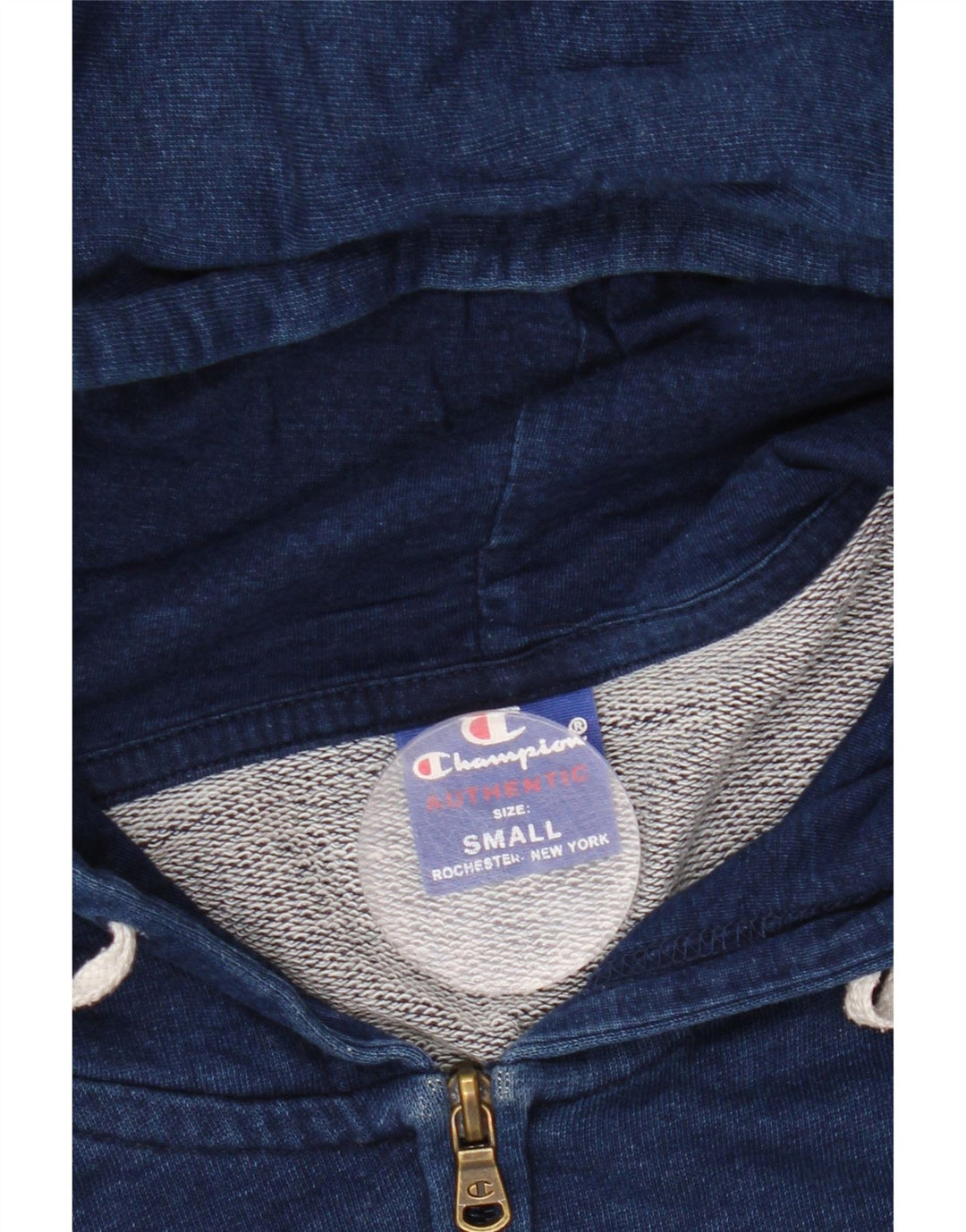 Maglione con cappuccio e zip grafica da uomo CHAMPION piccolo blu navy