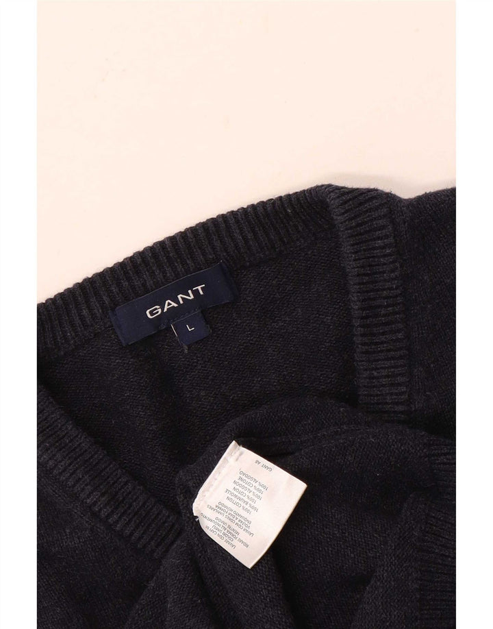 Gant Maglione da uomo con scollo a V grande in cotone blu navy