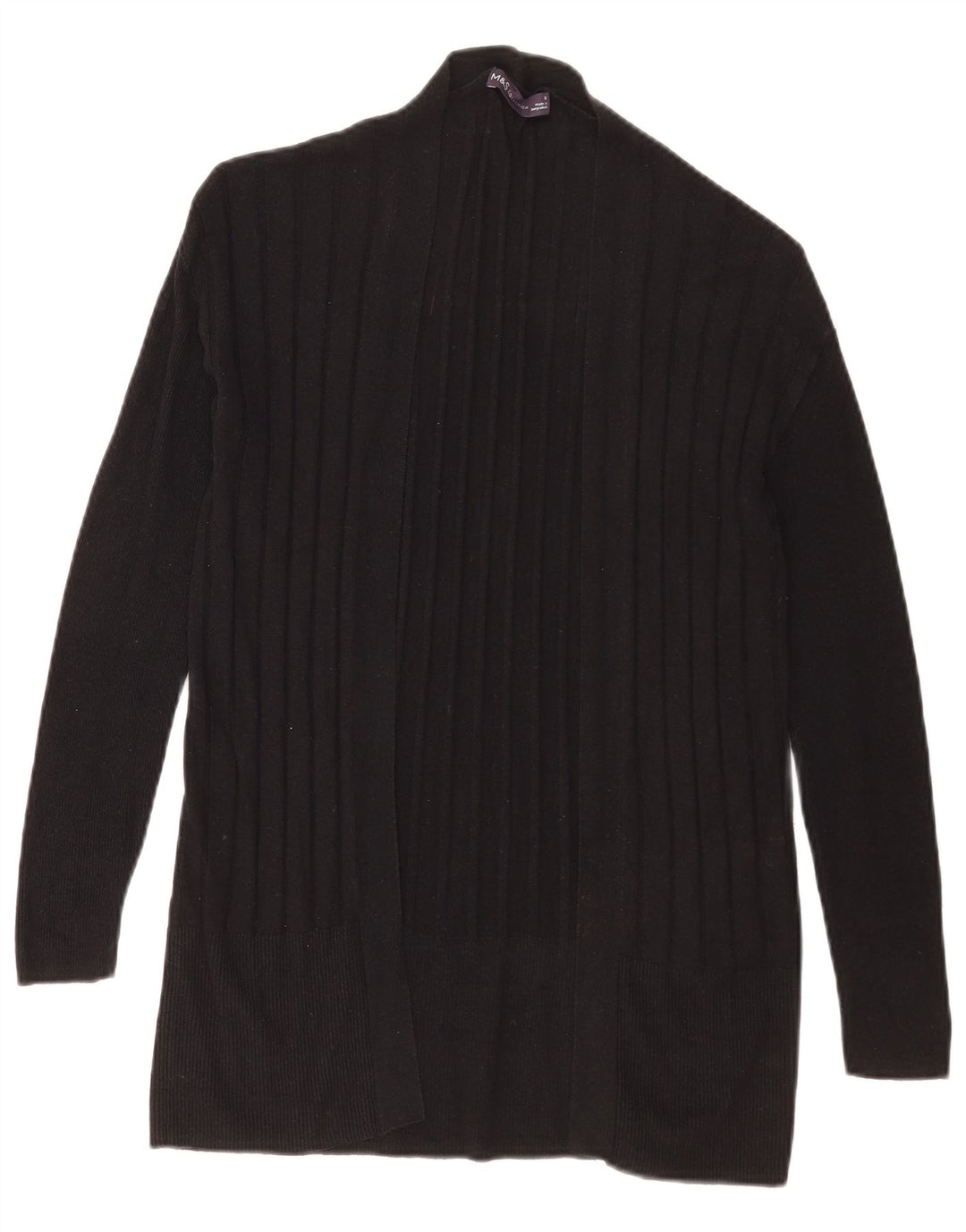 Maglione cardigan aperto da donna Marks & Spencer UK 10 piccolo a righe nere