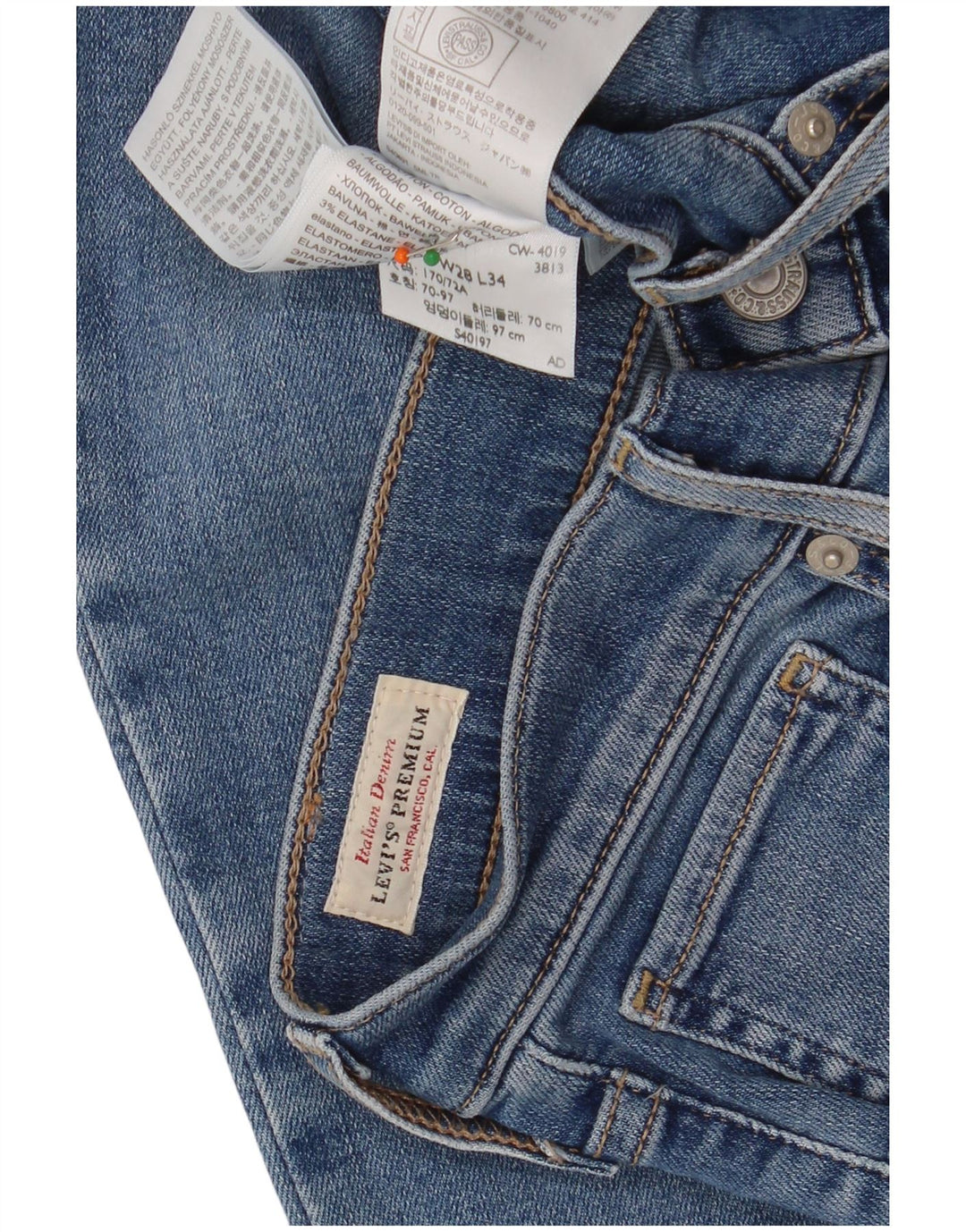 LEVI'S Jeans super skinny da donna con altezza del miglio W28 L34 cotone blu