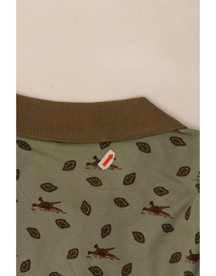 Polo Cacharel da uomo con motivo astratto, grande in cotone kaki