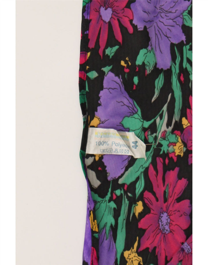 VINTAGE Womens Cami Top IT 44 Medium Black Floral Polyester Vintage Vintage and Second-Hand Vintage from Messina Hembry 