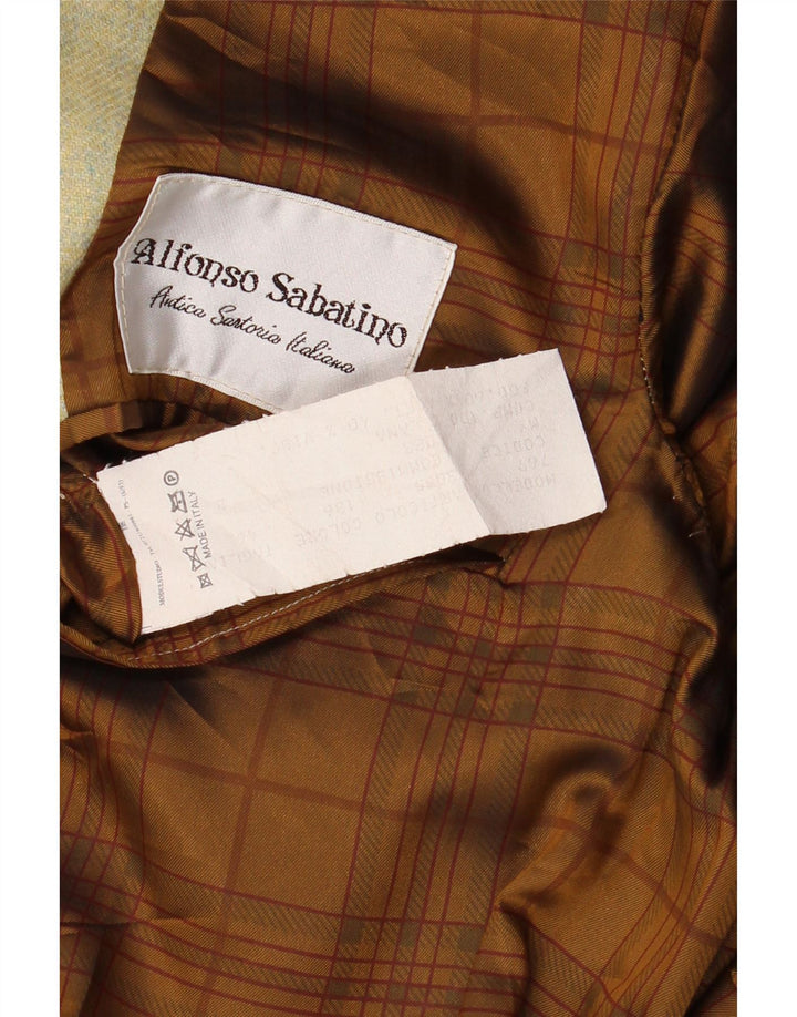 Giacca blazer da uomo a 3 bottoni VINTAGE IT 46 piccola in lana verde
