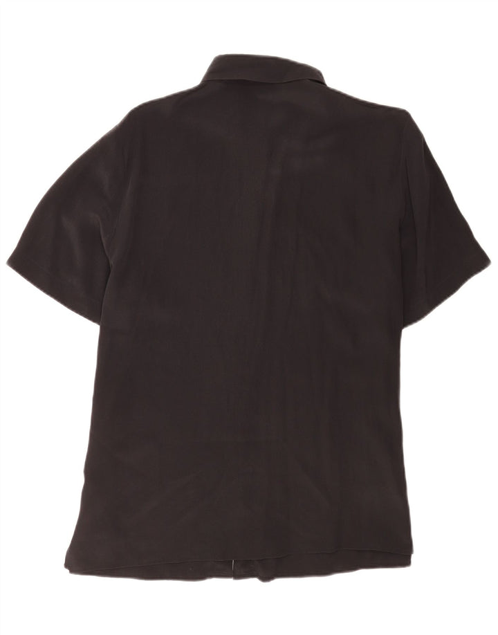 Camicia regolare da donna a maniche corte vintage EU 40 seta media nera