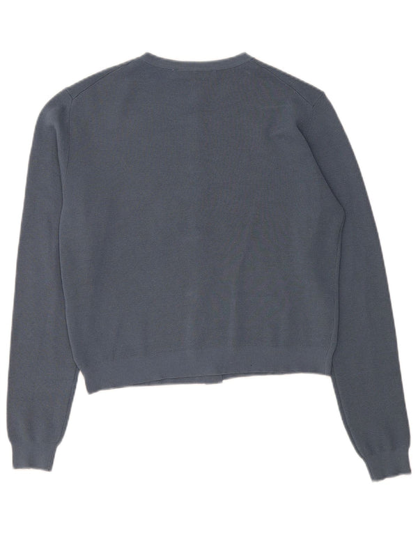 Maglione cardigan corto da donna Zara UK 10 piccolo in viscosa blu navy