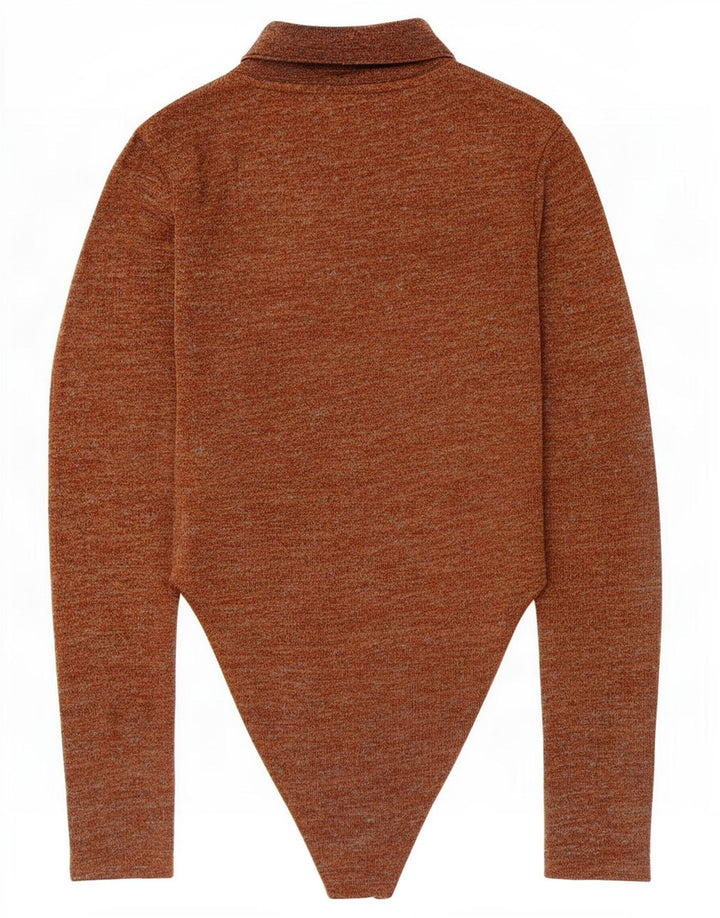 Body a maniche lunghe da donna Zara UK 8 Small Poliestere screziato marrone