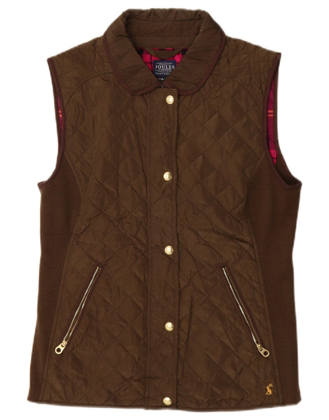 JOULES Gilet trapuntato da donna UK 12 Poliestere marrone medio