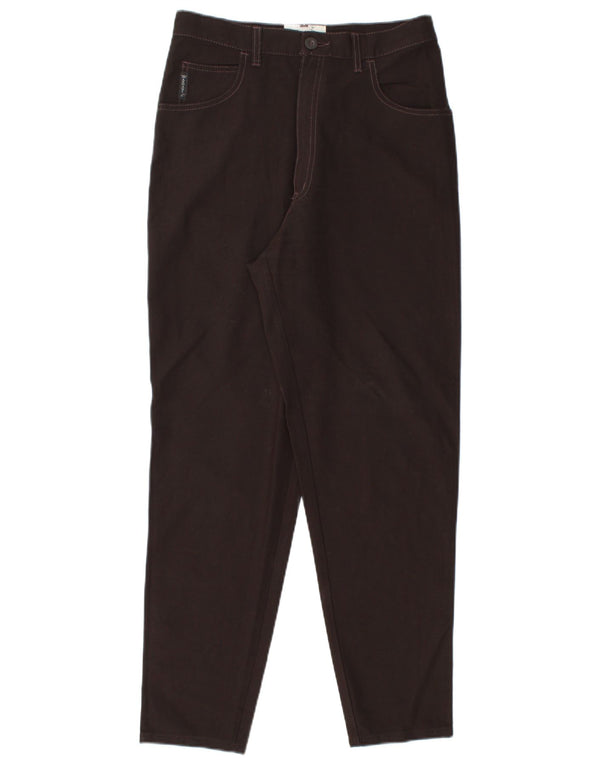 Pantaloni casual affusolati a vita alta da donna Armani W28 L28 poliestere marrone