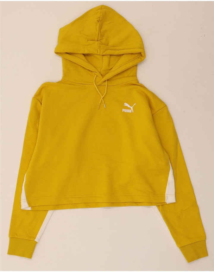 Felpa corta con cappuccio oversize da donna PUMA UK 10 Small Yellow Colourblock