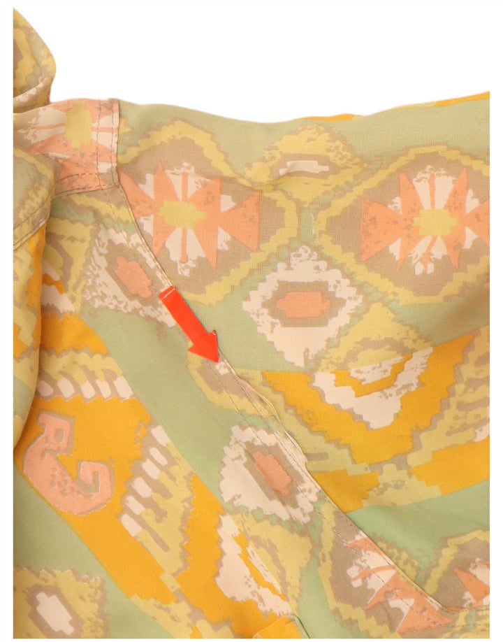 Camicia da uomo a maniche corte VINTAGE in viscosa geometrica giallo medio