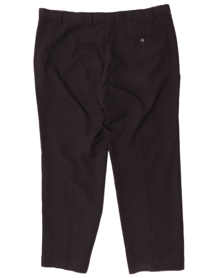 Pantaloni da abito vestibilità regolare Marks & Spencer da uomo W40 L29 poliestere blu navy