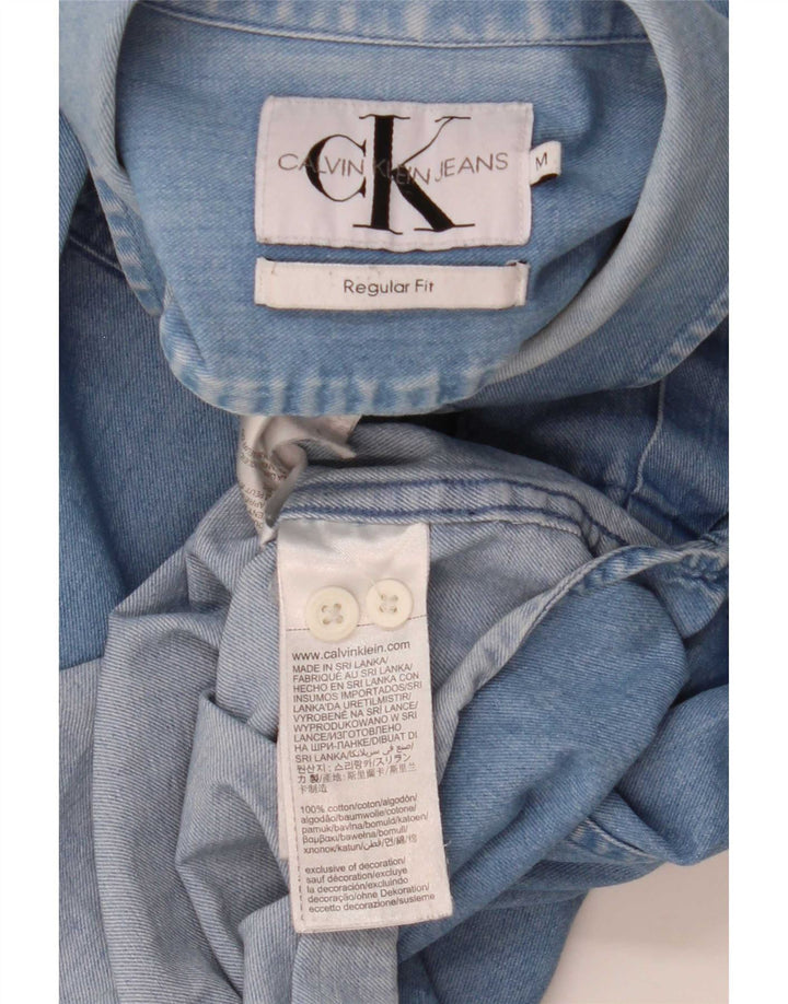 Camicia di jeans vestibilità regolare da uomo Calvin Klein Jeans in cotone blu medio