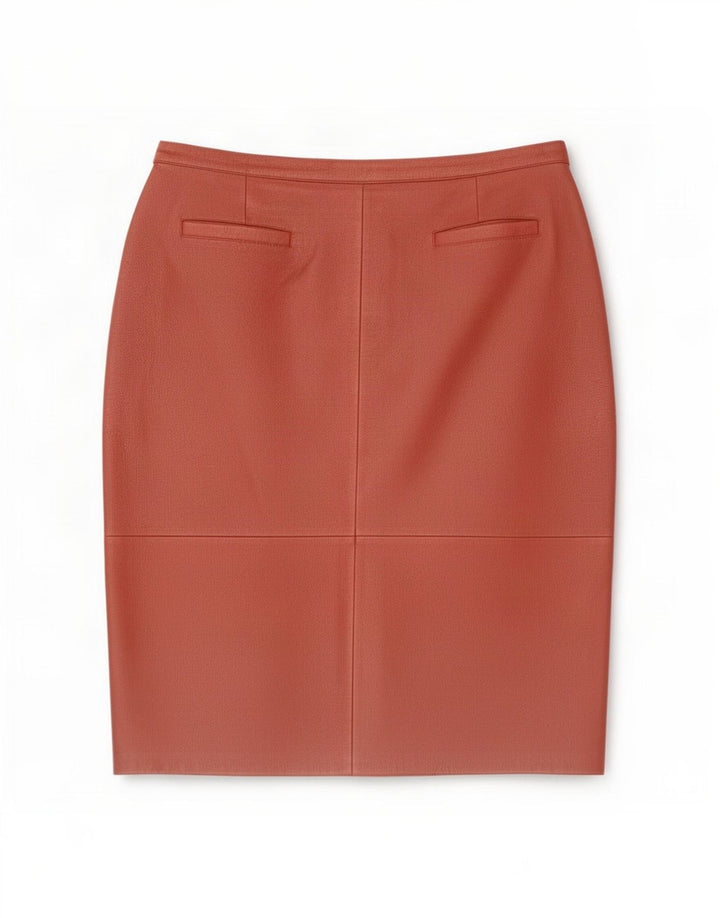 Gonna in pelle vintage da donna W34 grande rossa
