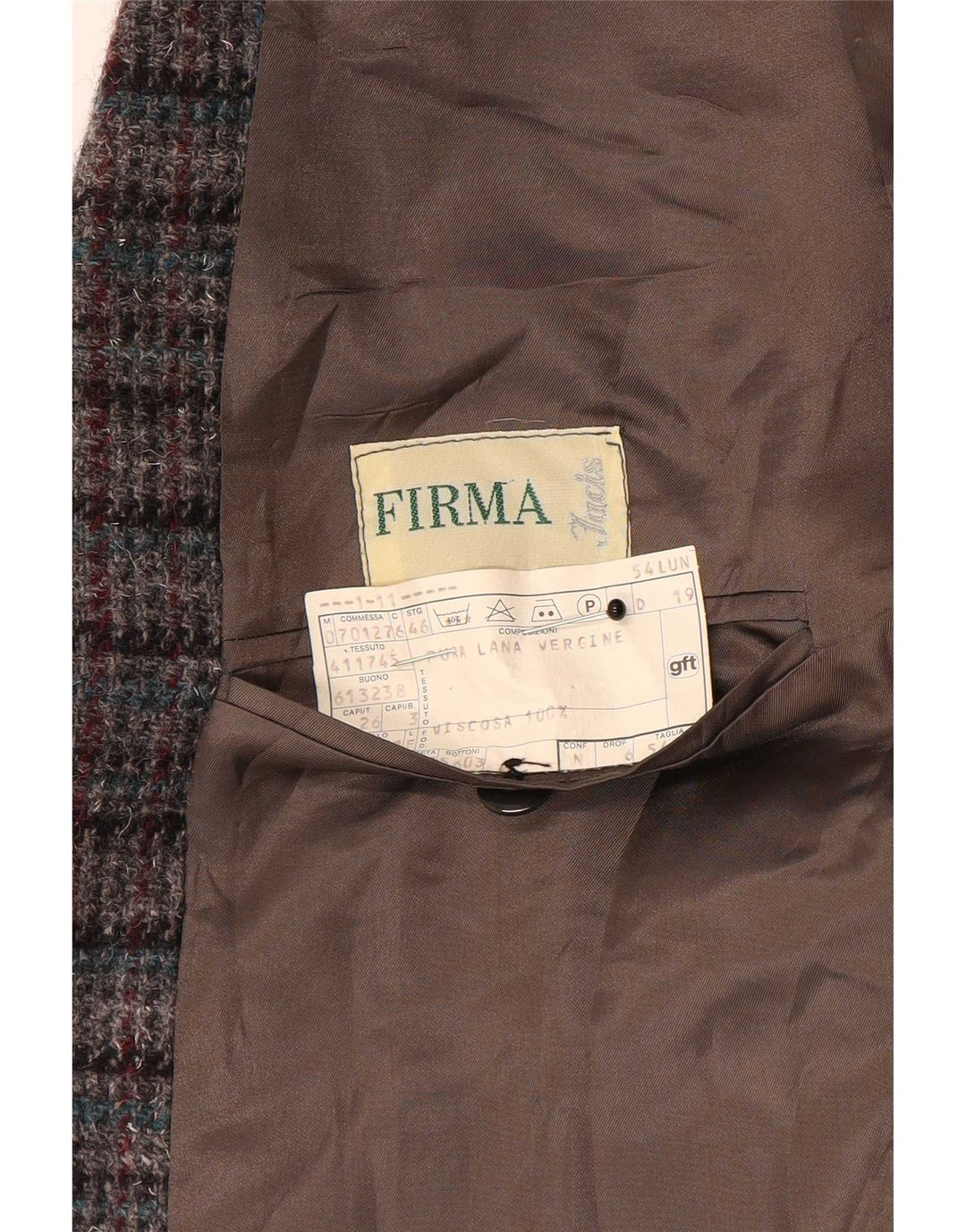 FIRMA Giacca blazer da uomo a 3 bottoni UK 40 Lana a quadri multicolore grande